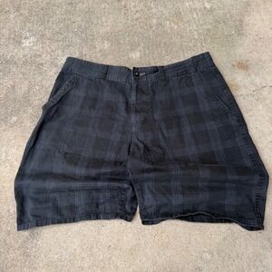 Ocean Pacific OP Mens Plaid Cargo Shorts Black Grey Checkered Size 38 OM12V005